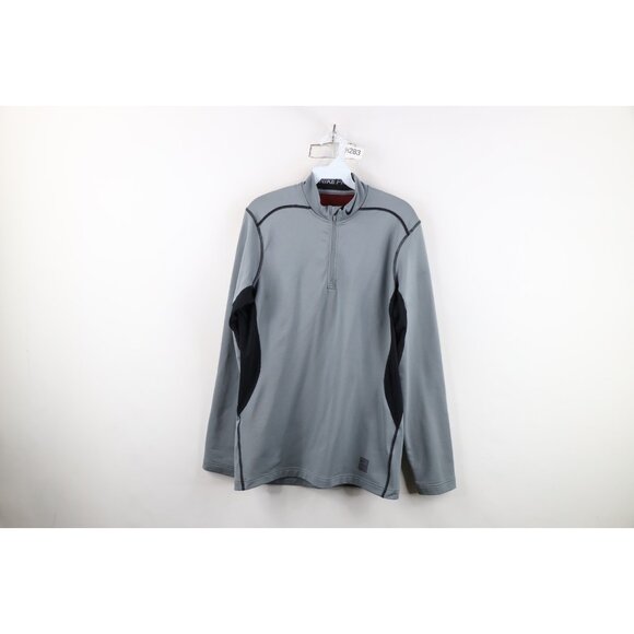 Nike Pro Mens Medium Fitted Compression HyperWarm Half Zip Pullover Sweater Top - Picture 1 of 16